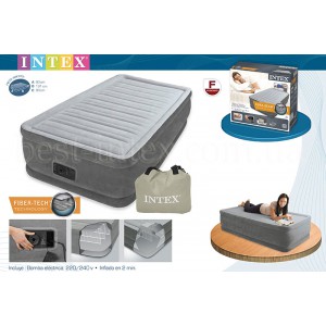 Надувная односпальная кровать Intex 67766 (99-191-33 см.) + встроенный электронасос 220W