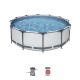 Круглый каркасный бассейн Bestway 56260 (366-100 см.) + Фильтрующий насос
