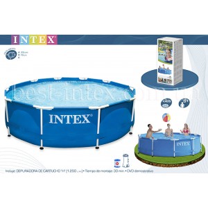 Intex 28202 (305-76 см.) + Фильтрующий насос. Круглый каркасный бассейн Metal Frame Pool