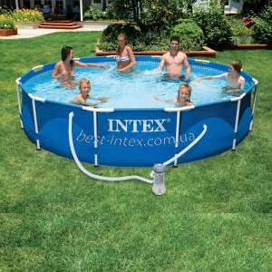 Intex 28212 (366-76 см.) + Фильтрующий насос. Круглый каркасный бассейн Metal Frame Pool