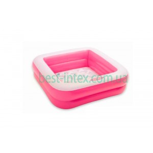 Intex 57100 (85x85x23 см.) Детский квадратный надувной бассейн (розовый) 