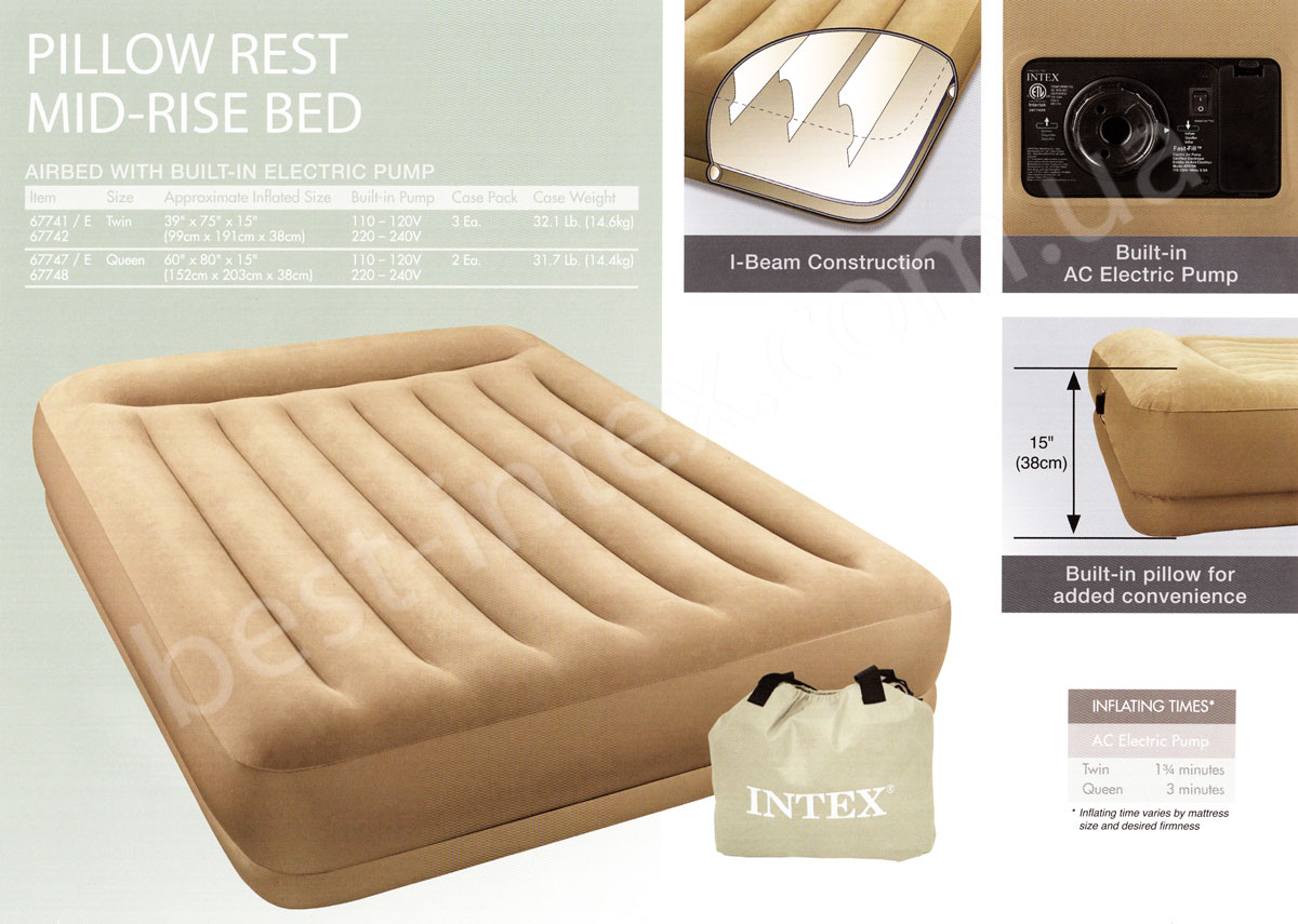 Характеристики надувных кроватей Intex 67742 и Intex 67748