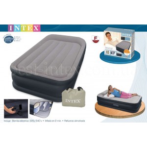 Intex 64132 (99х191х42 см.) + 220V. Надувная кровать Twin Deluxe Pillow Rest  односпальная .