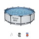 Круглый каркасный бассейн Bestway 56418 (366-100 см.) + ЛЕСТНИЦА + Фильтрующий насос
