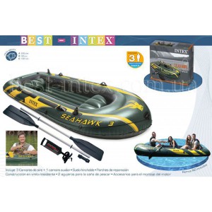 Intex 68380 (295-137-43 см.) Надувная лодка SeaHawk 3 + Весла и насос