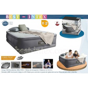 Intex 64484 (137-191-46 см.) USB LED Надувная односпальная кровать/Встроенный электронасос 220В