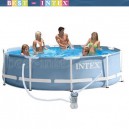 Intex 28702 (305-76 см.) + Фильтрующий насос. Круглый каркасный бассейн Metal Frame Pool
