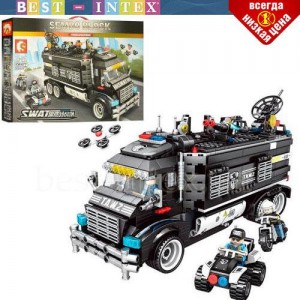 Конструктор 102477 Полицейский фургон - база (аналог Lego City), (1164 деталей)