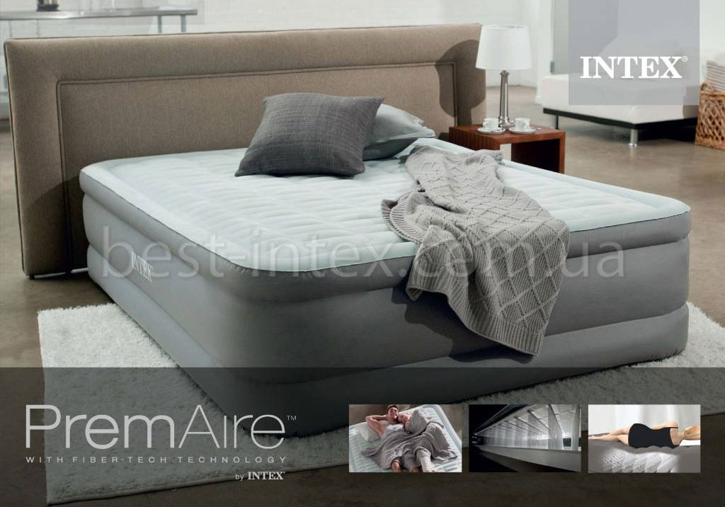 Надувная двуспальная кровать Intex 64474 со встроенным насосом 220В Интекс 64474 Dura-Beam PremAire